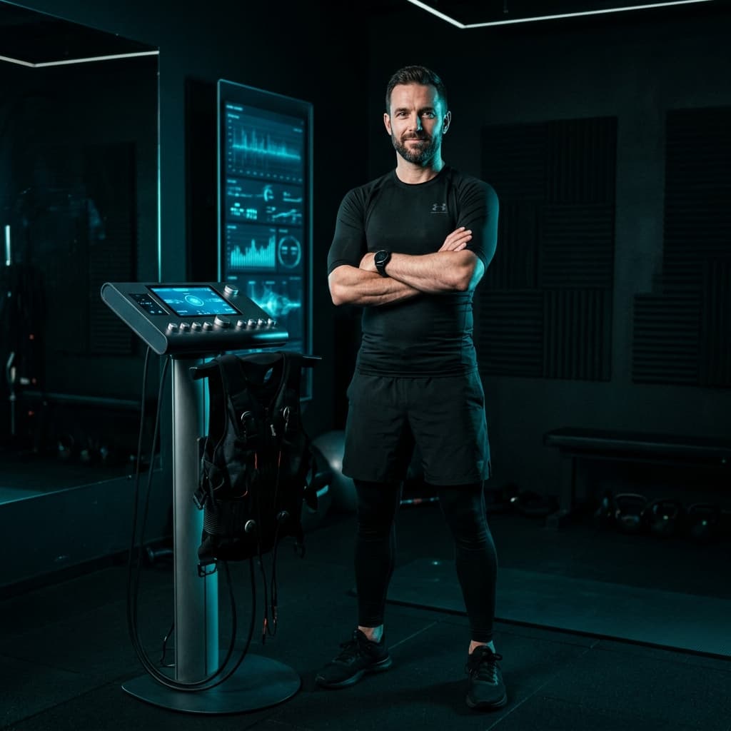 Coach supervising EMS training at Nordic Fit Lab